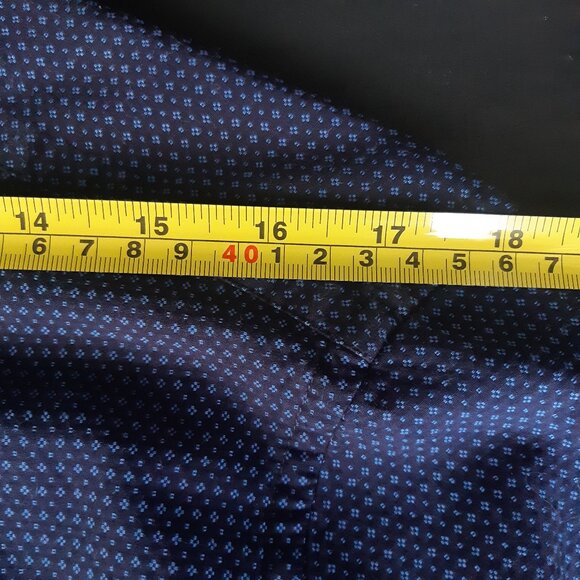 Linea In SZ 15 Slim Fit Woven Blue Button Up Non-Iron Men's Shirt - Picture 12 of 14